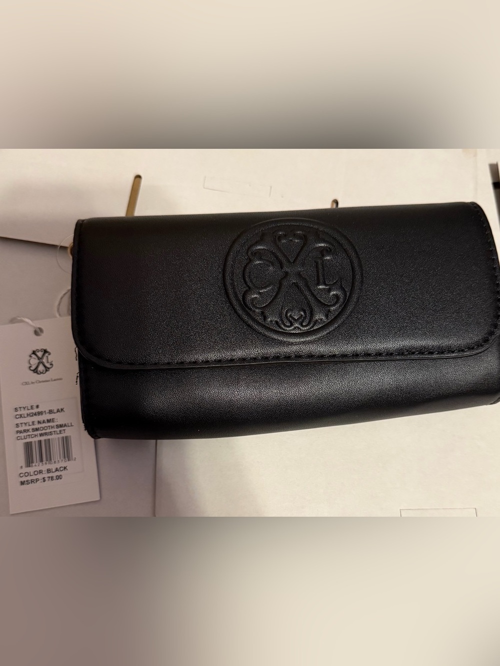 CXL-Black Embossed Smooth 
Clutch Wristlet